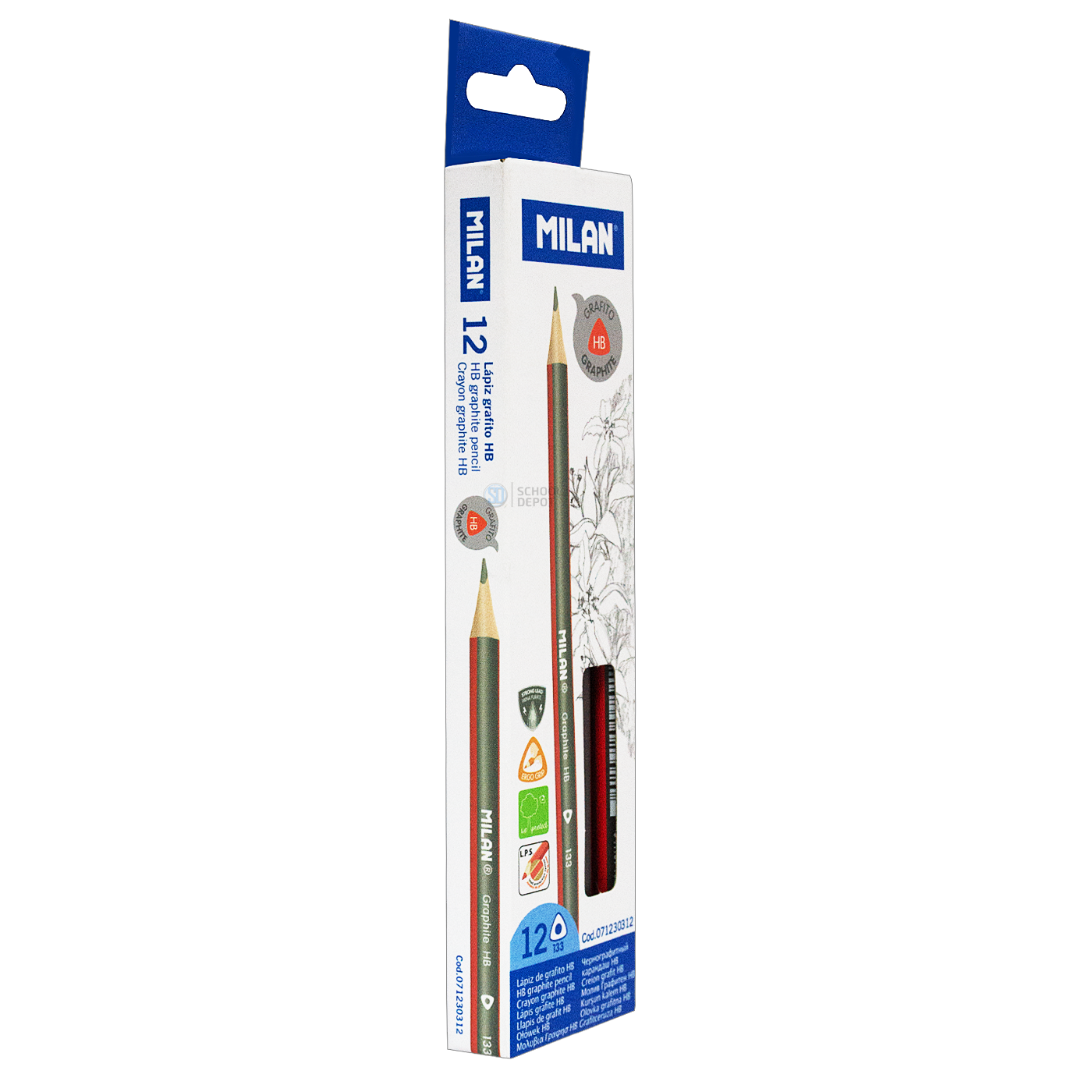 Milan Graphite Pencils HB Pack 12 Triangular Box of 12