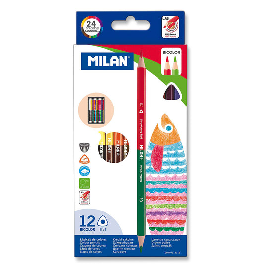 Milan Bi-Coloured Pencils 12 Pack [24 Colours]