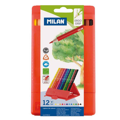 Milan Flexibox Coloured Pencils Triangular Pack 12 Assorted Colours
