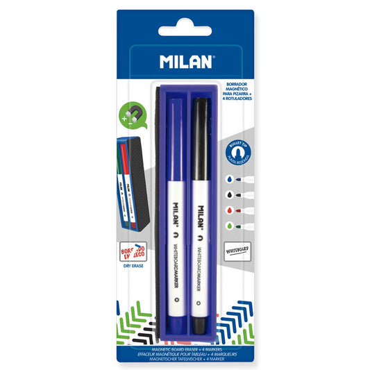 Milan Magnetic Whiteboard Eraser with 4 Markers