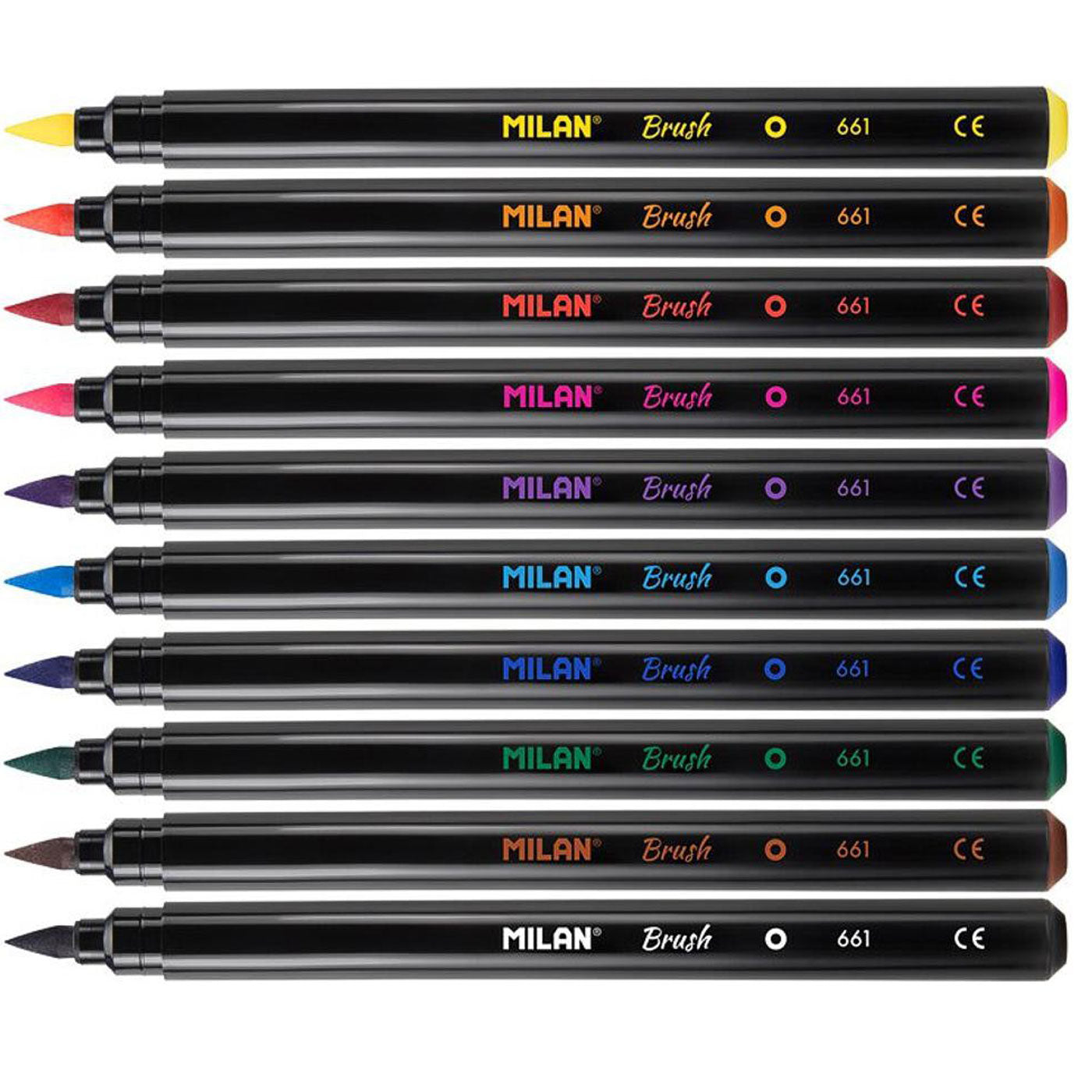 Milan Markers Brush Tip Pens Pack 10 Assorted Colours