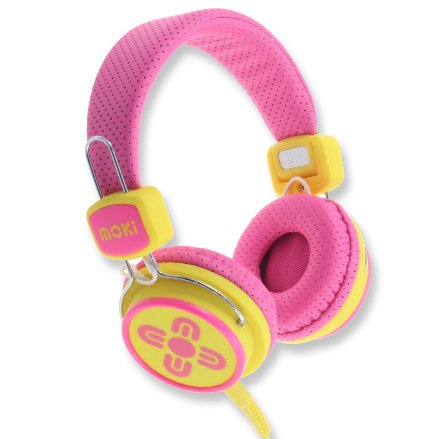 Moki Headphones Kids Safe Volume Limited Pink & Yellow - School Depot NZ
