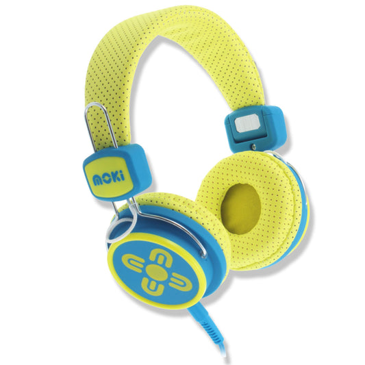 Moki Headphones Kids Safe Volume Limited Yellow & Blue - School Depot NZ
