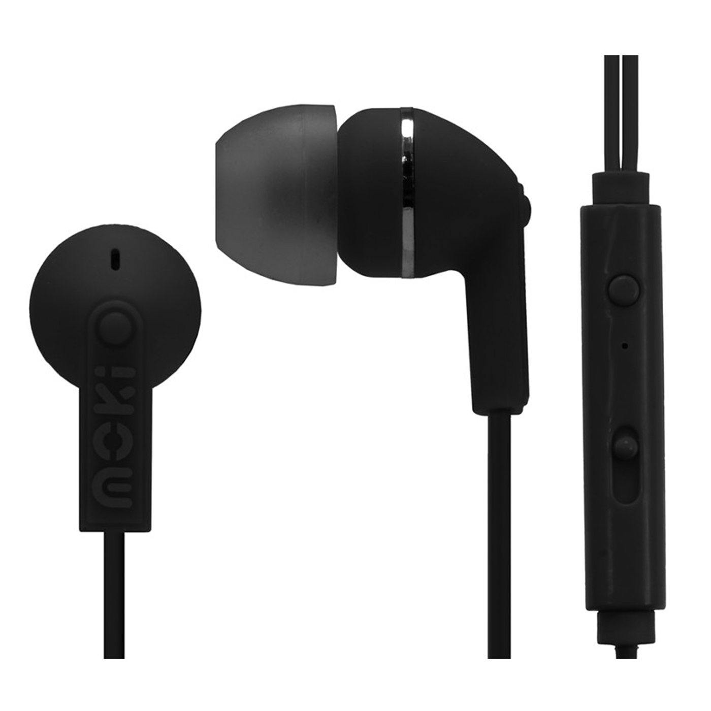 Moki Noise Isolation Earbuds With Mic & Control Black