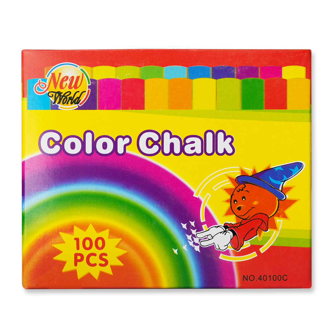 New World Coloured Chalk Box of 100