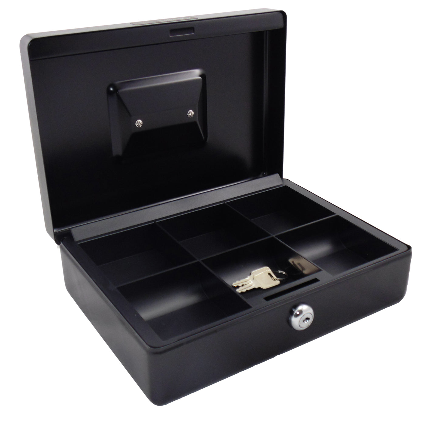 Office Mate Cash Box 10 inch Black with Two Compartments - School Depot