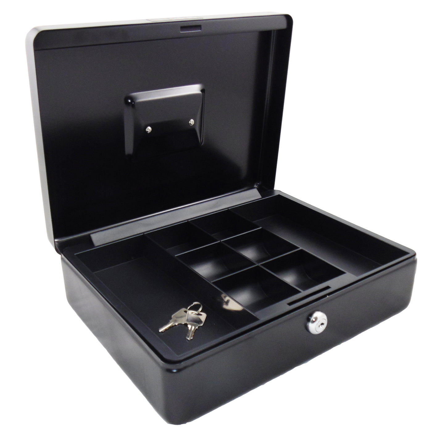 Office Mate Cash Box 12 inch Black with 2 Compartments - School Depot