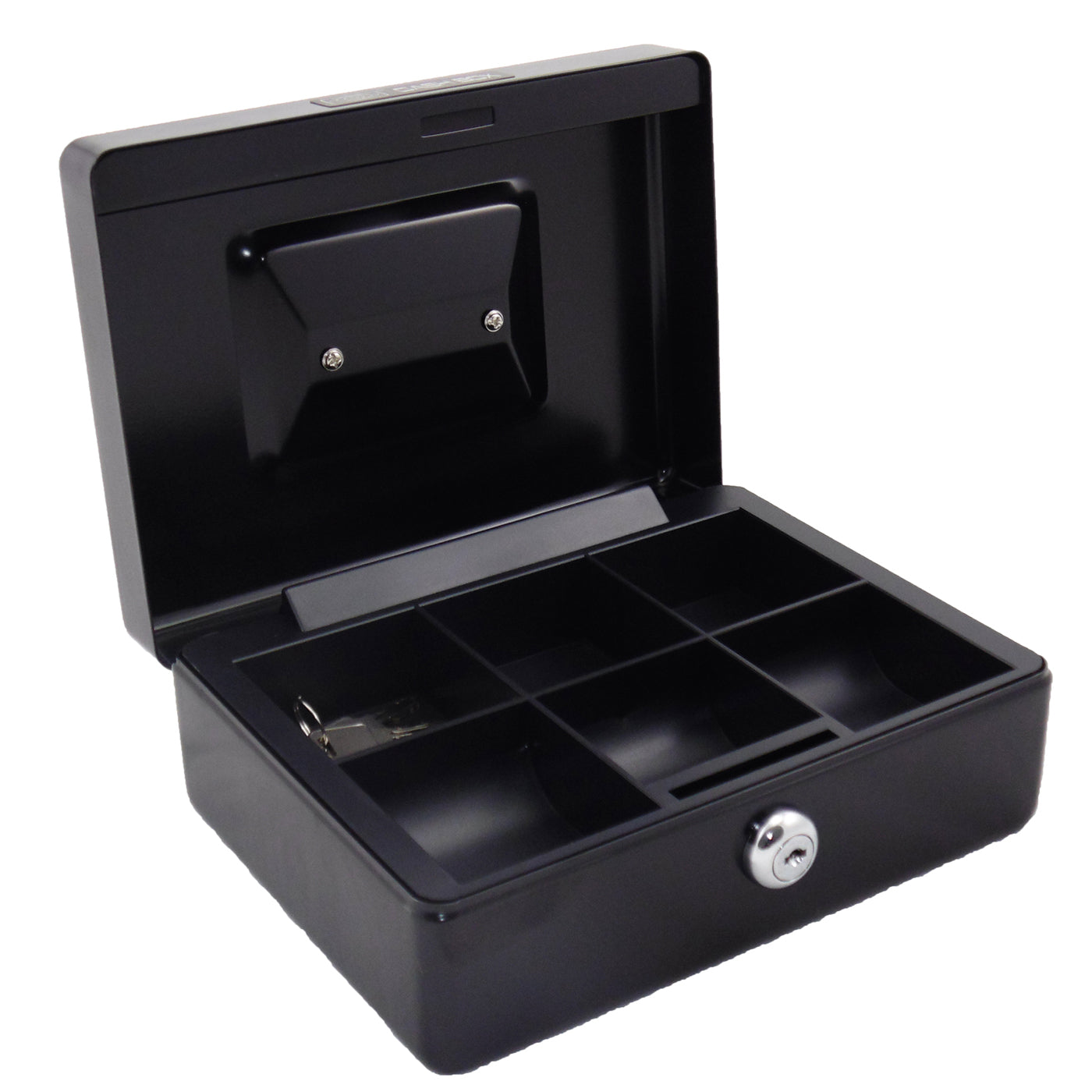 Office Mate Cash Box 8 inch Black 2 Compartments - School Depot