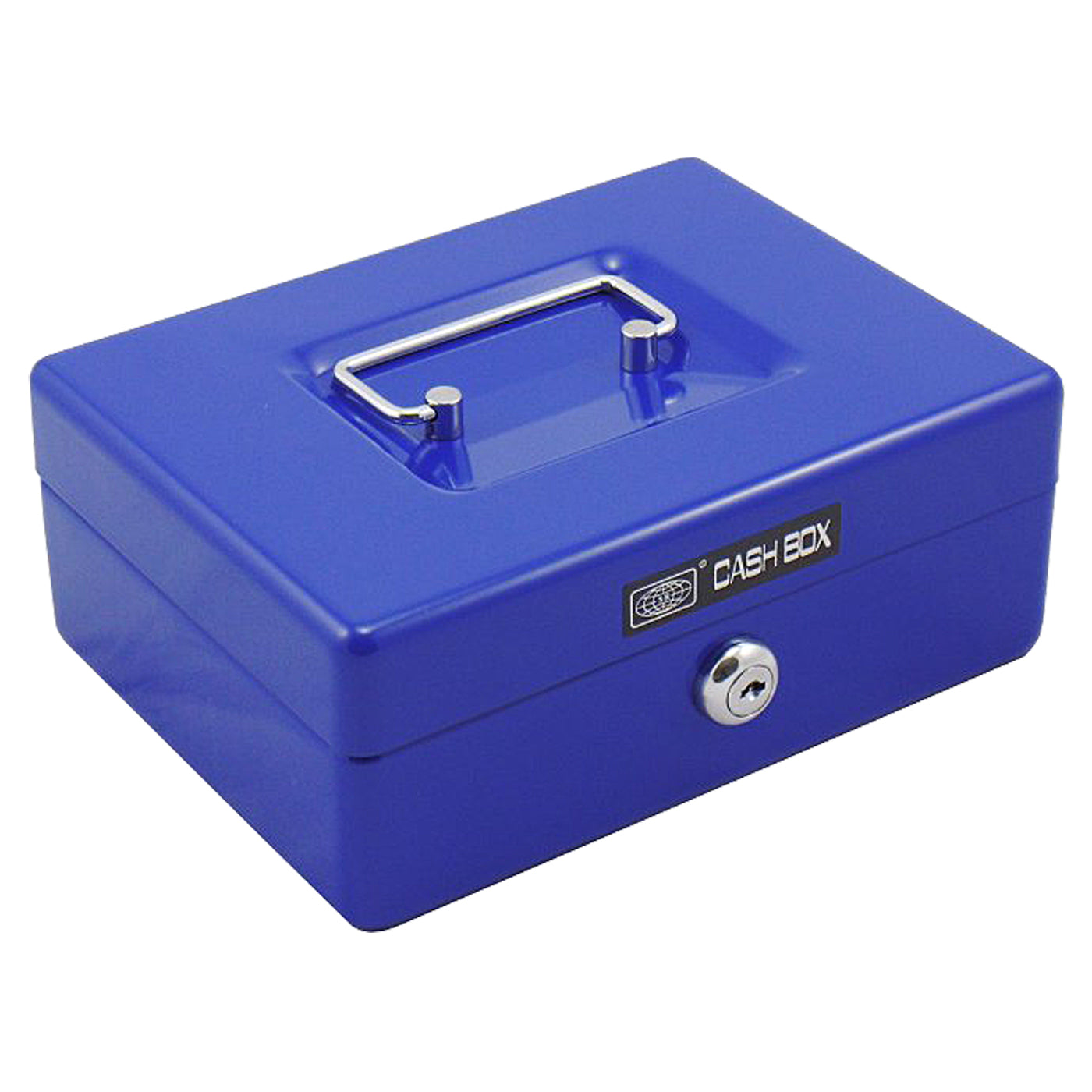 Office Mate Cash Box 8 inch Blue with 2 compartments