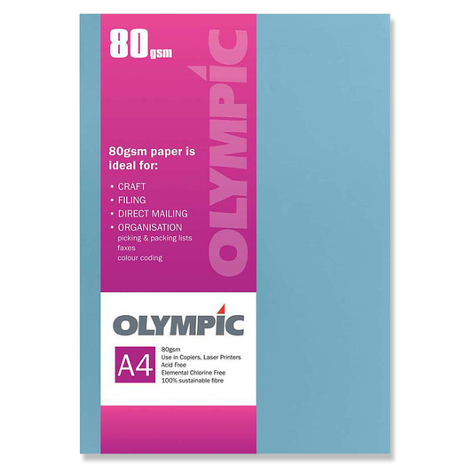 Olympic Coloured Paper Card A4 Dark Blue 210gsm 12 Sheets