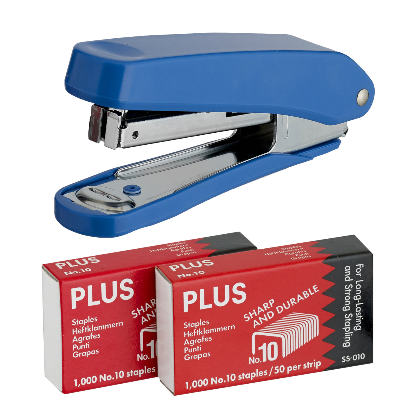 Plus Stapler with 2000 Staples Blue – School Depot NZ