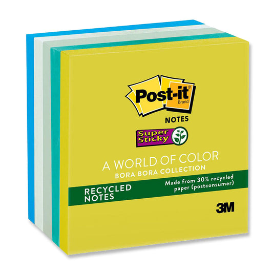 Post-it Recycled Super Sticky Notes 654-5SST Bora Bora 76x76mm 450 sheets