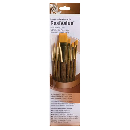 Princeton Brush Set Gold Taklon 4 Lin Round 2 Pack of 7