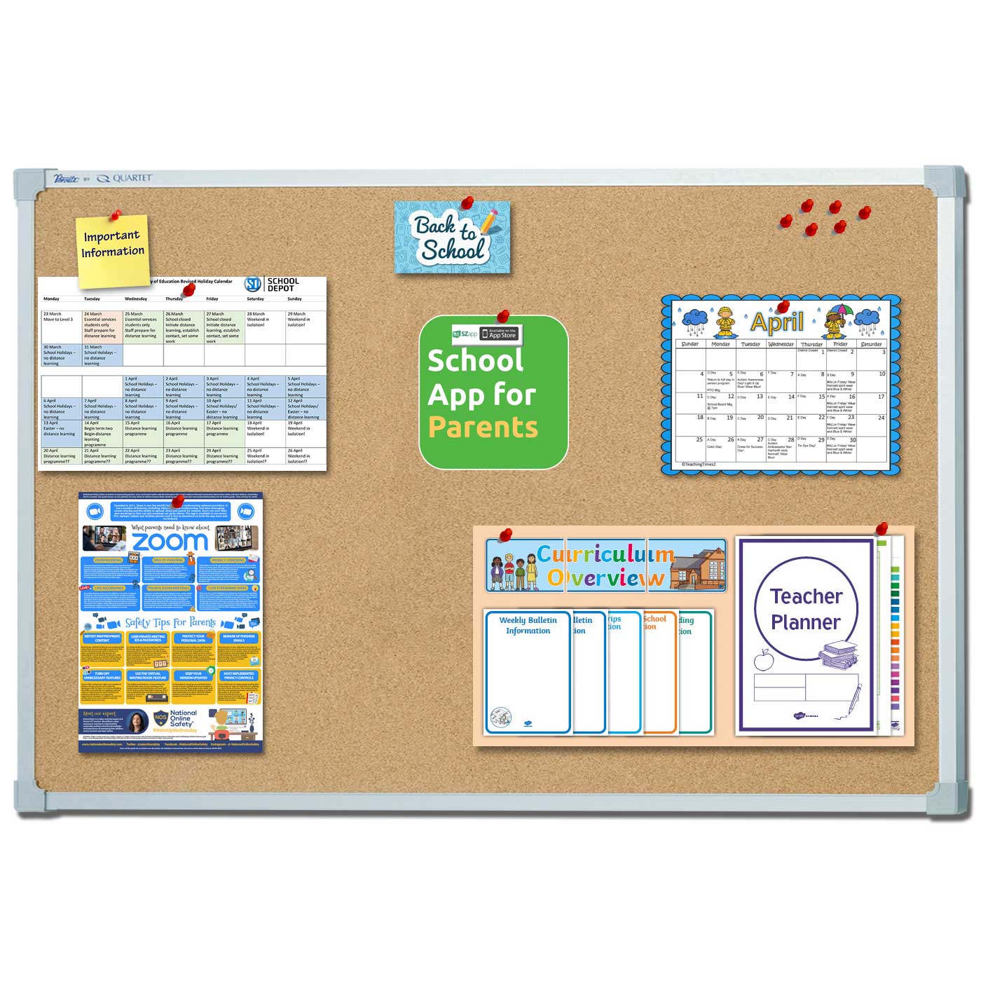 Quartet Premium Corkboard Aluminium Frame 1200 x 2400mm
