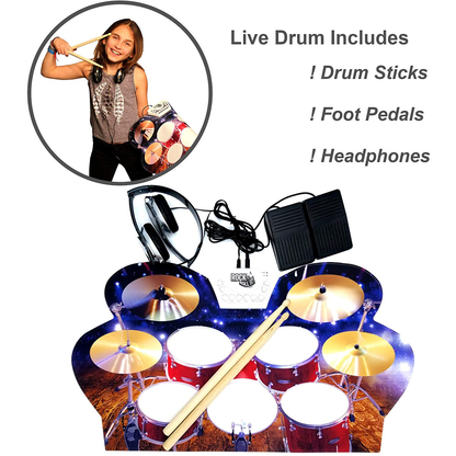 Rock and Roll It Live Electronic Drum Flexible Portable