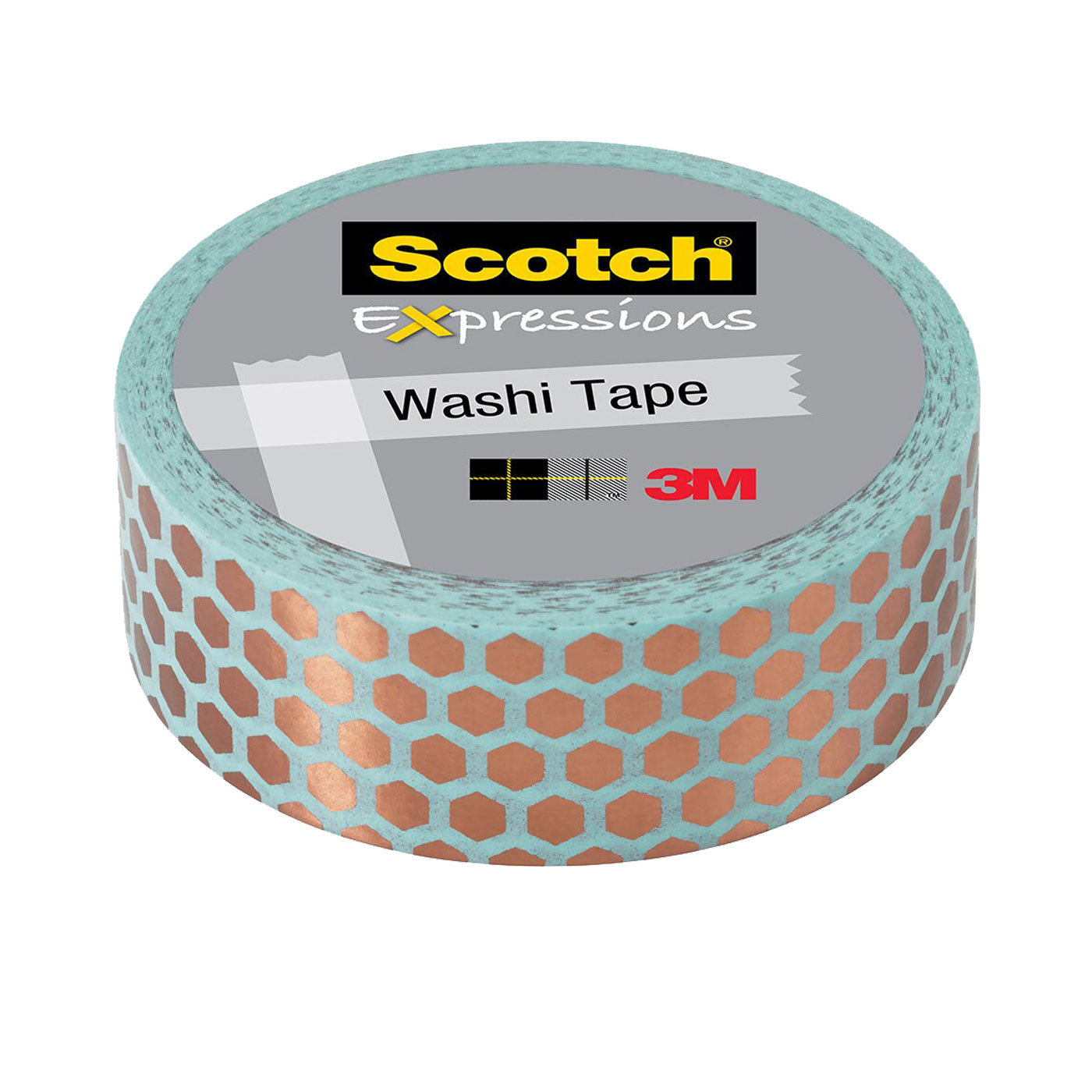 Scotch Expressions Foil Washi Tape C614-P7 15mm x 7m Mint Hexagon