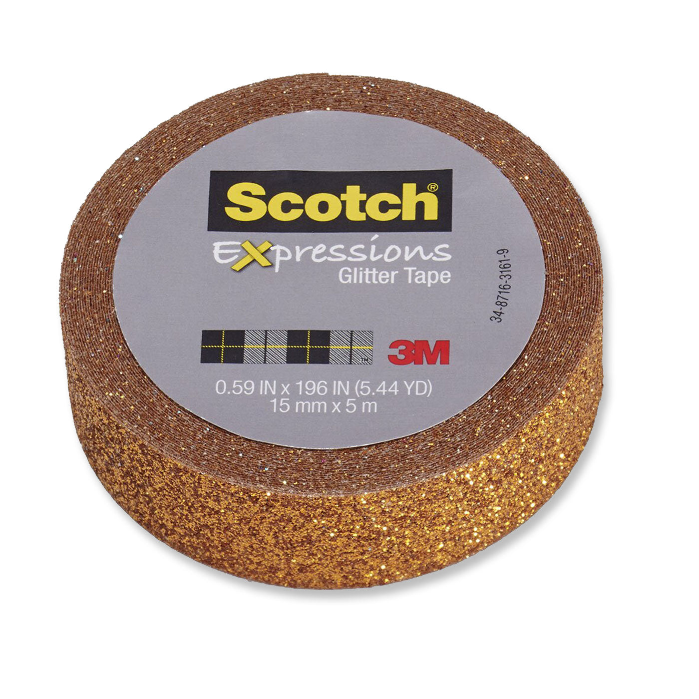 Scotch Expressions Glitter Washi Tape C514-ORG 15mm x 5m Bright Orange