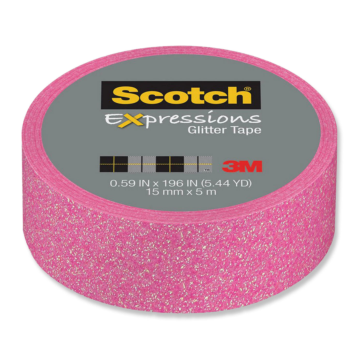 Scotch Expressions Glitter Washi Tape C514-PNK2 15mm x 5m Pastel Pink