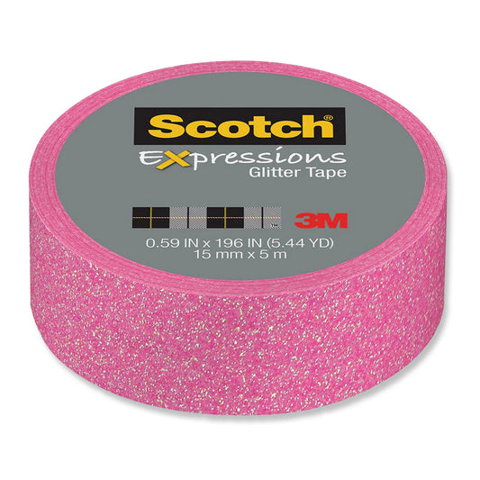 Scotch Expressions Glitter Washi Tape C514-PNK2 15mm x 5m Pastel Pink