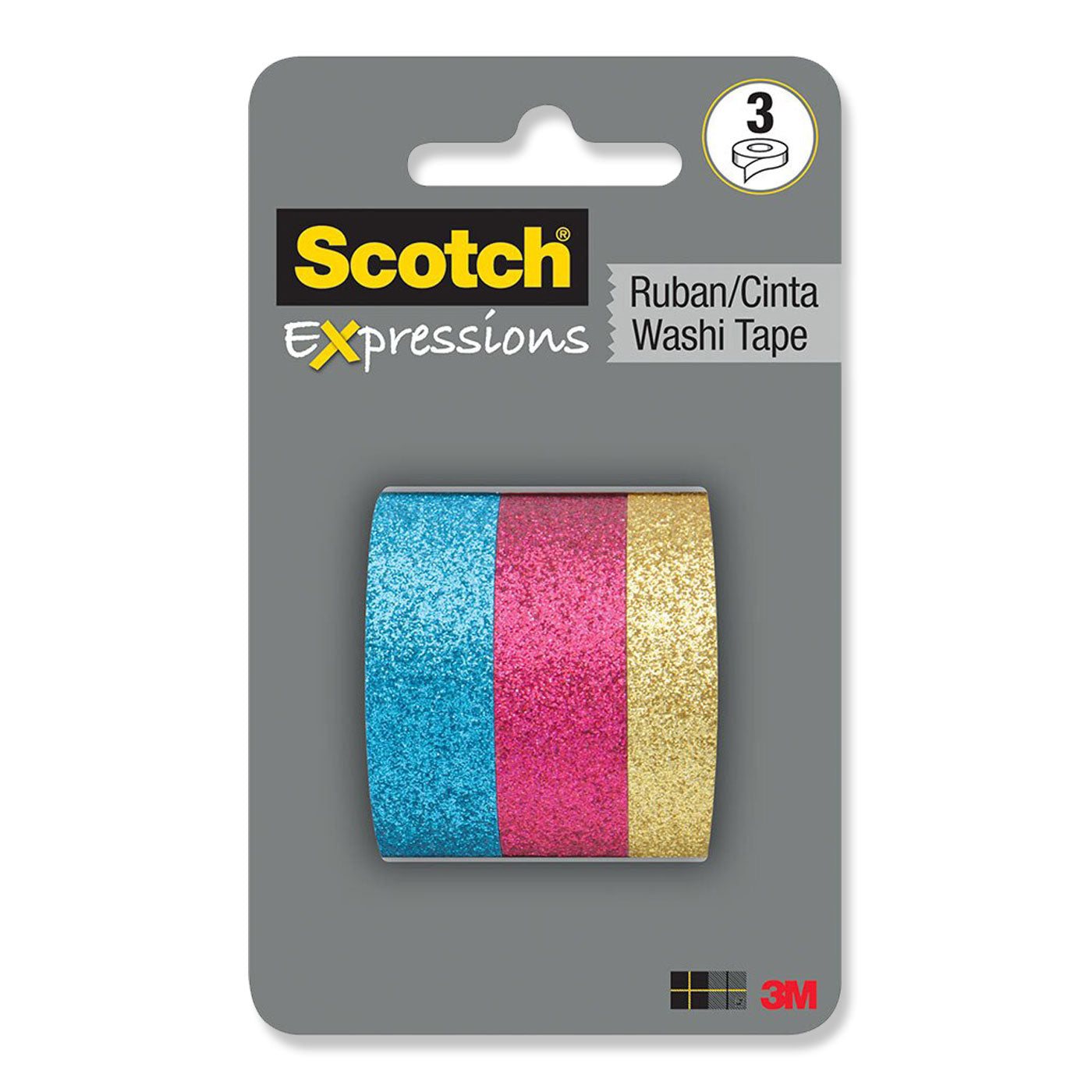 Scotch Expressions Glitter Washi Tape 15mm x 5m Pack of 3