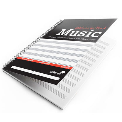 Silvine Music Manuscript Book Music A4 100 Pages 12 Stave Wiro Bound