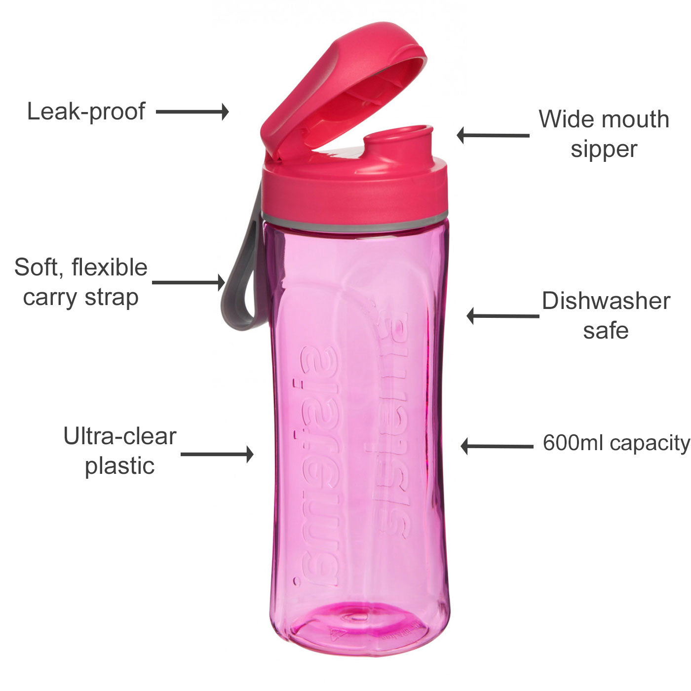 Sistema Hydrate Students Drink Bottle 600ml Red