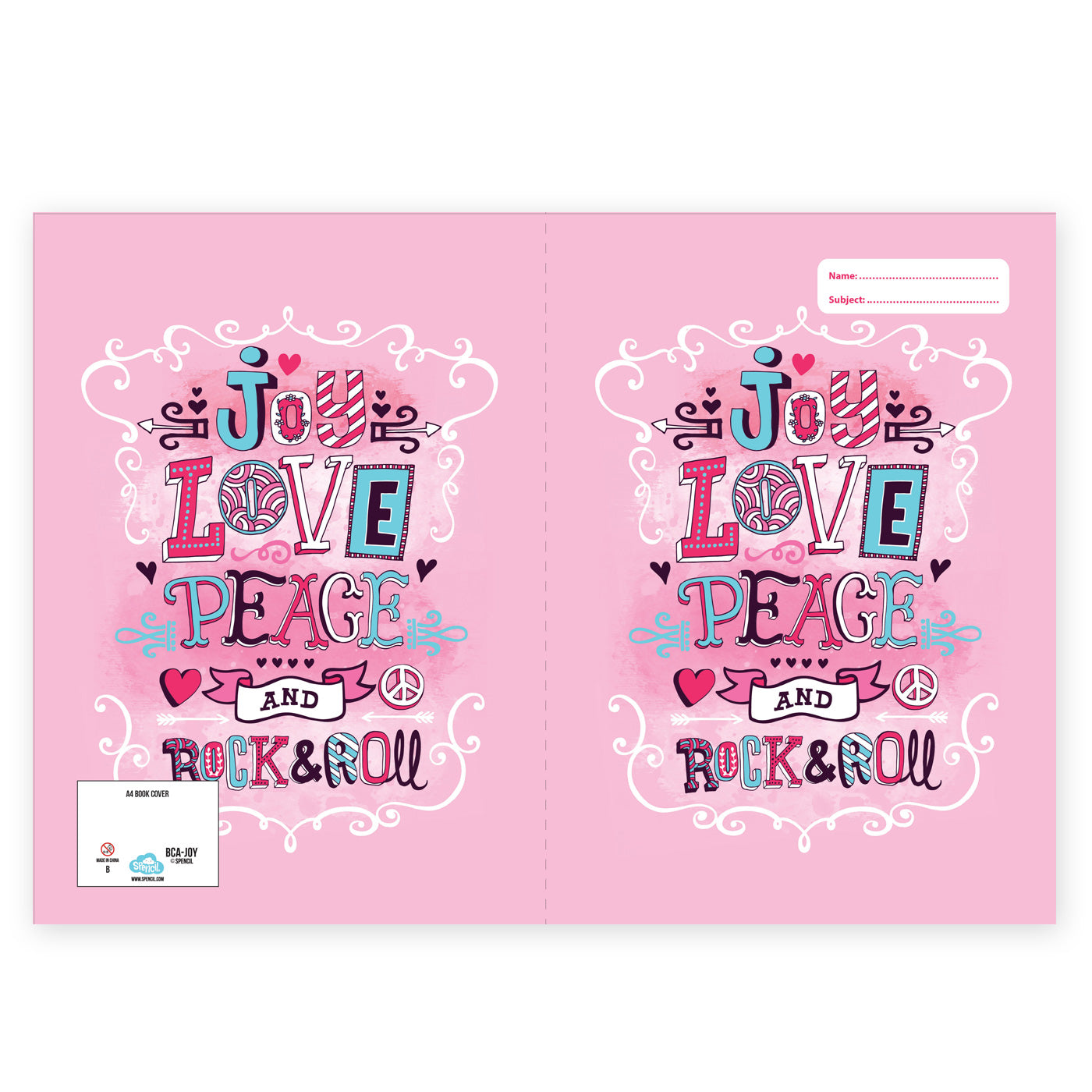 Spencil Exercise Book Cover A4 - Love Joy Peace