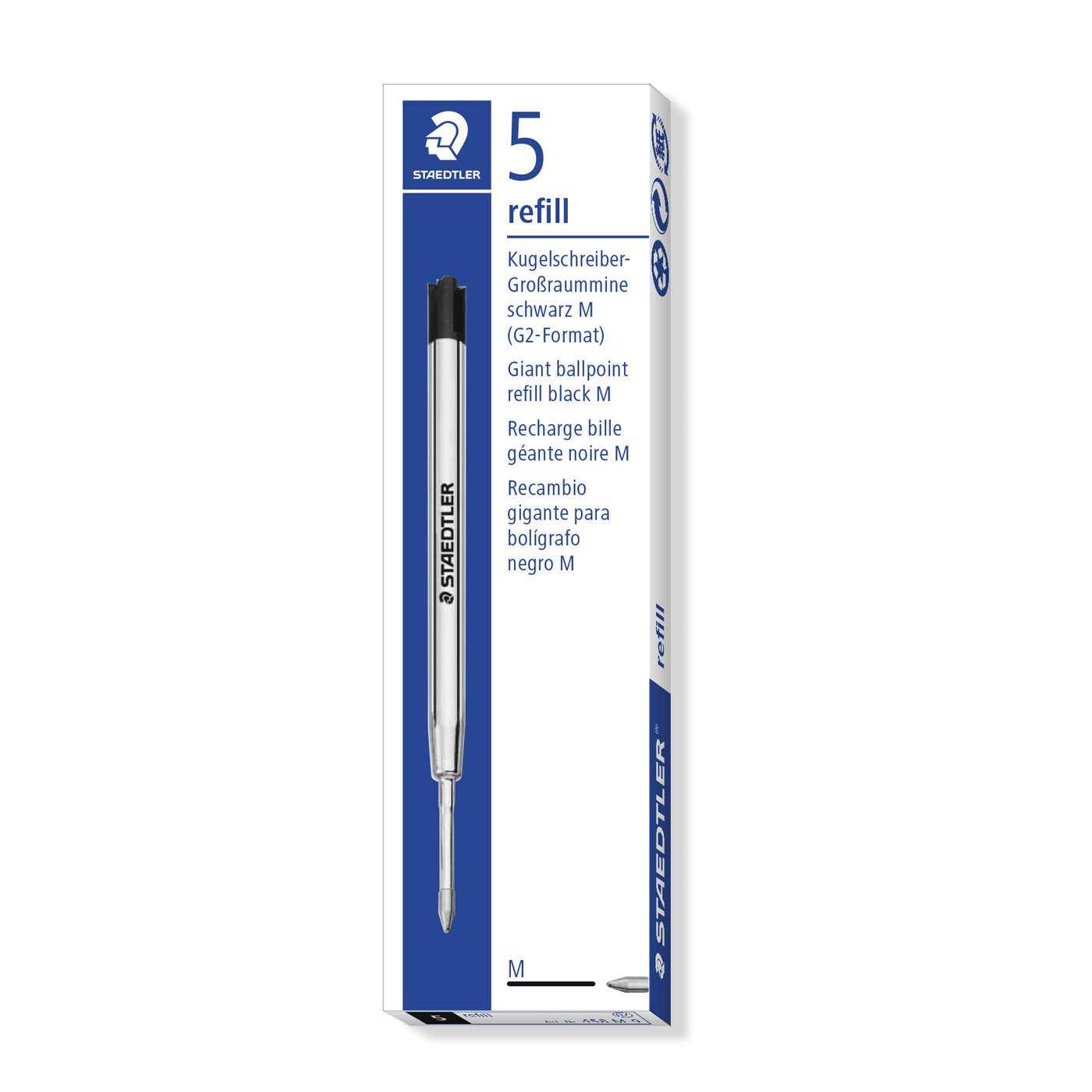 Staedtler Elance Ballpoint Refill G2 Format Medium Tip Black Box of 5