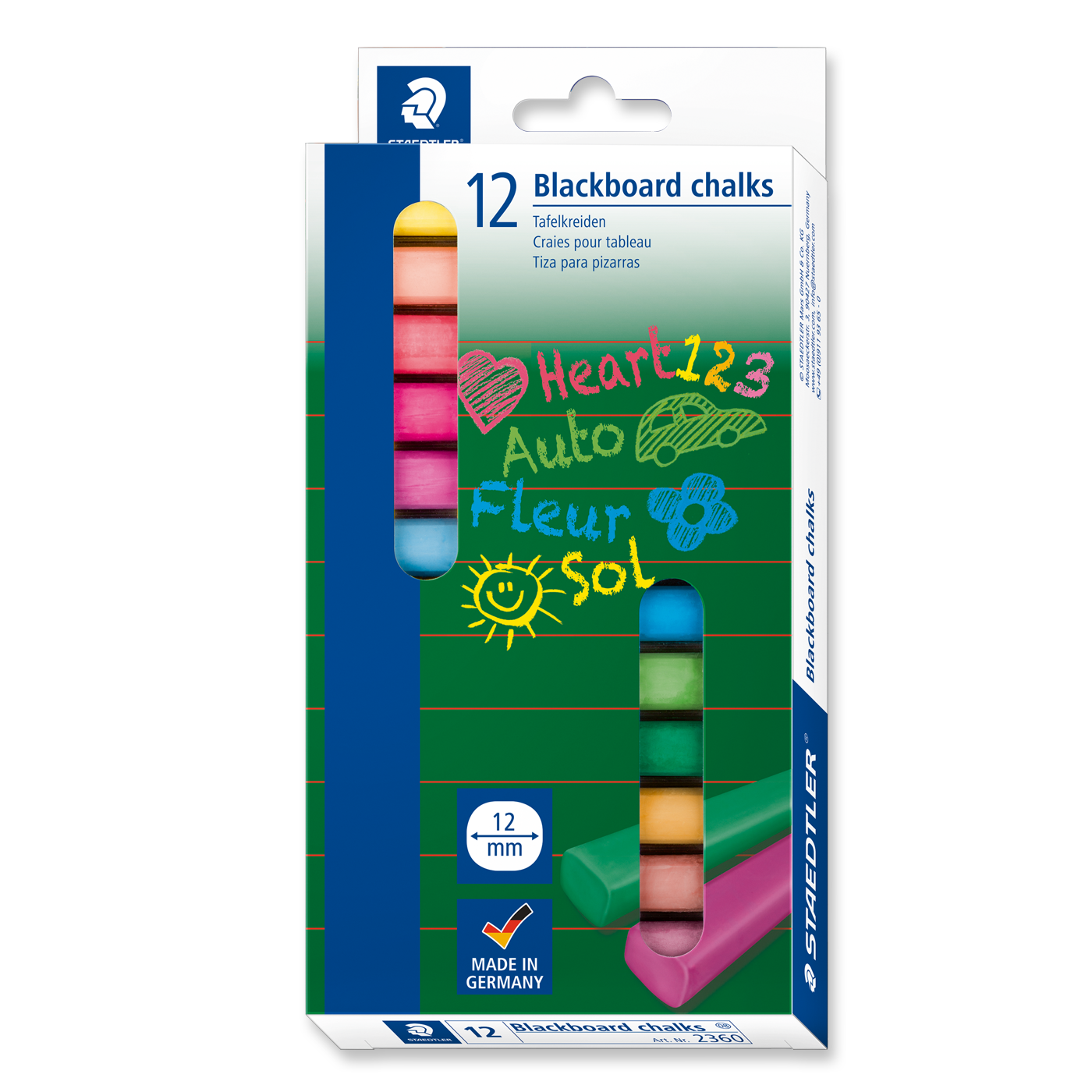 Staedtler Blackboard Chalk Coloured Dust Free Pack 12