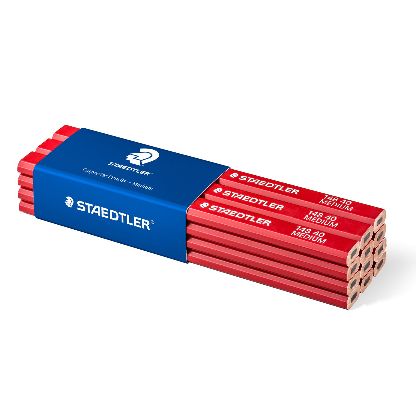 Staedtler Carpenters Pencil 148 Oval Hexagonal Medium Red Pack of 12