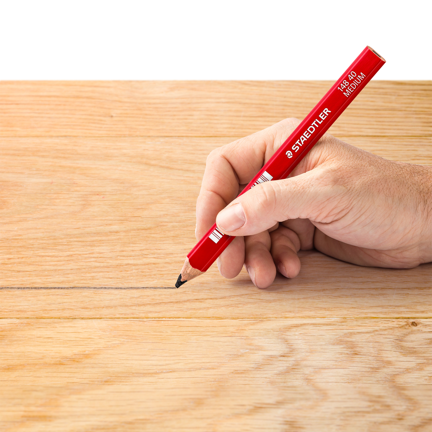 Staedtler Carpenters Pencil 148 Oval Hexagonal Medium Red