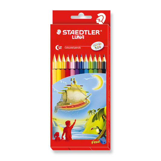 Staedtler Colouring Pencils Luna Full Length 12 Pack with Free Sharpener