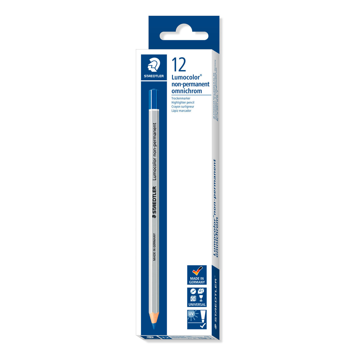 Staedtler Dry Marker Non-Permanent 108-3 Omnichrom Pencils Blue Box of 12