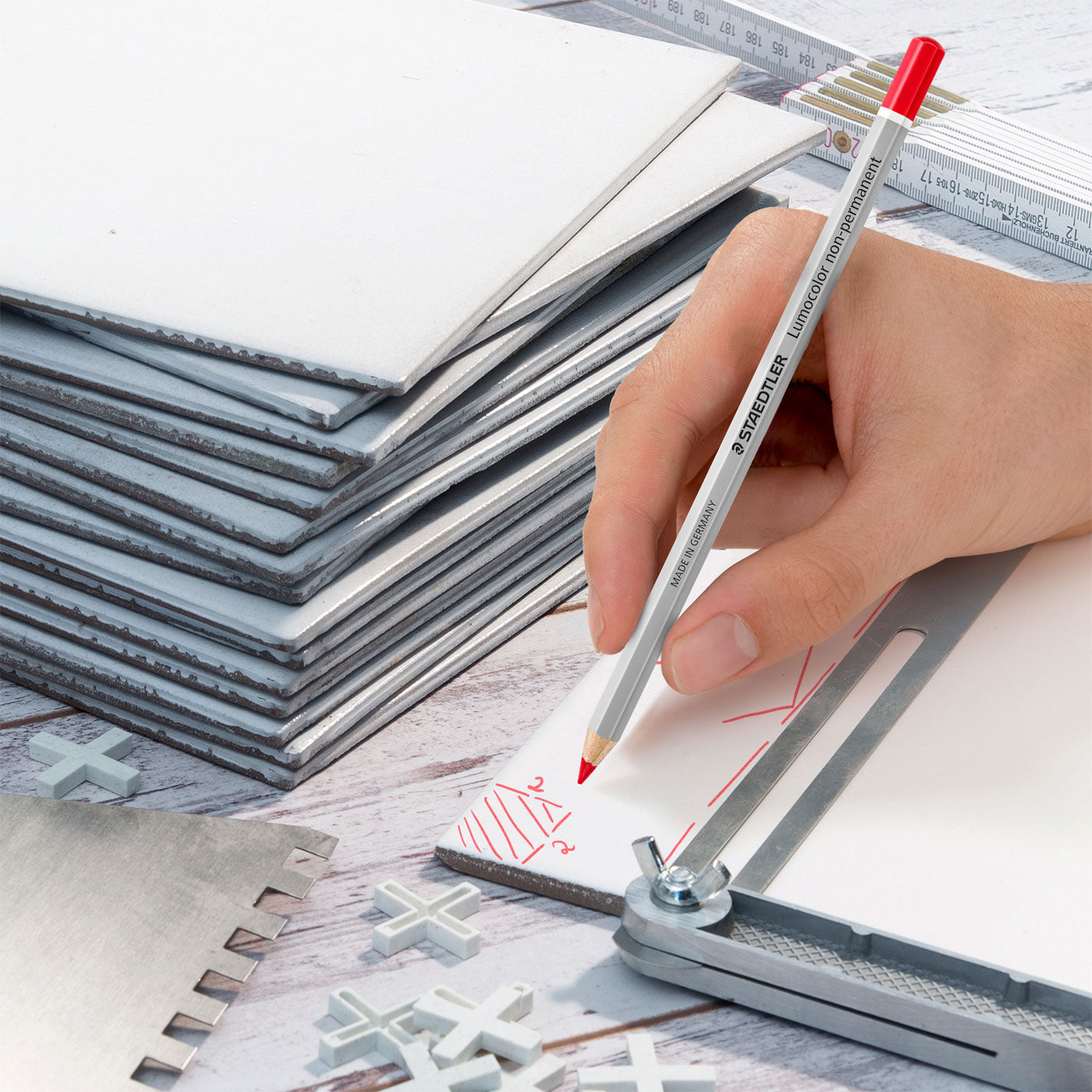 Staedtler Dry Marker Non-Permanent 108-2 Omnichrom Pencils Red