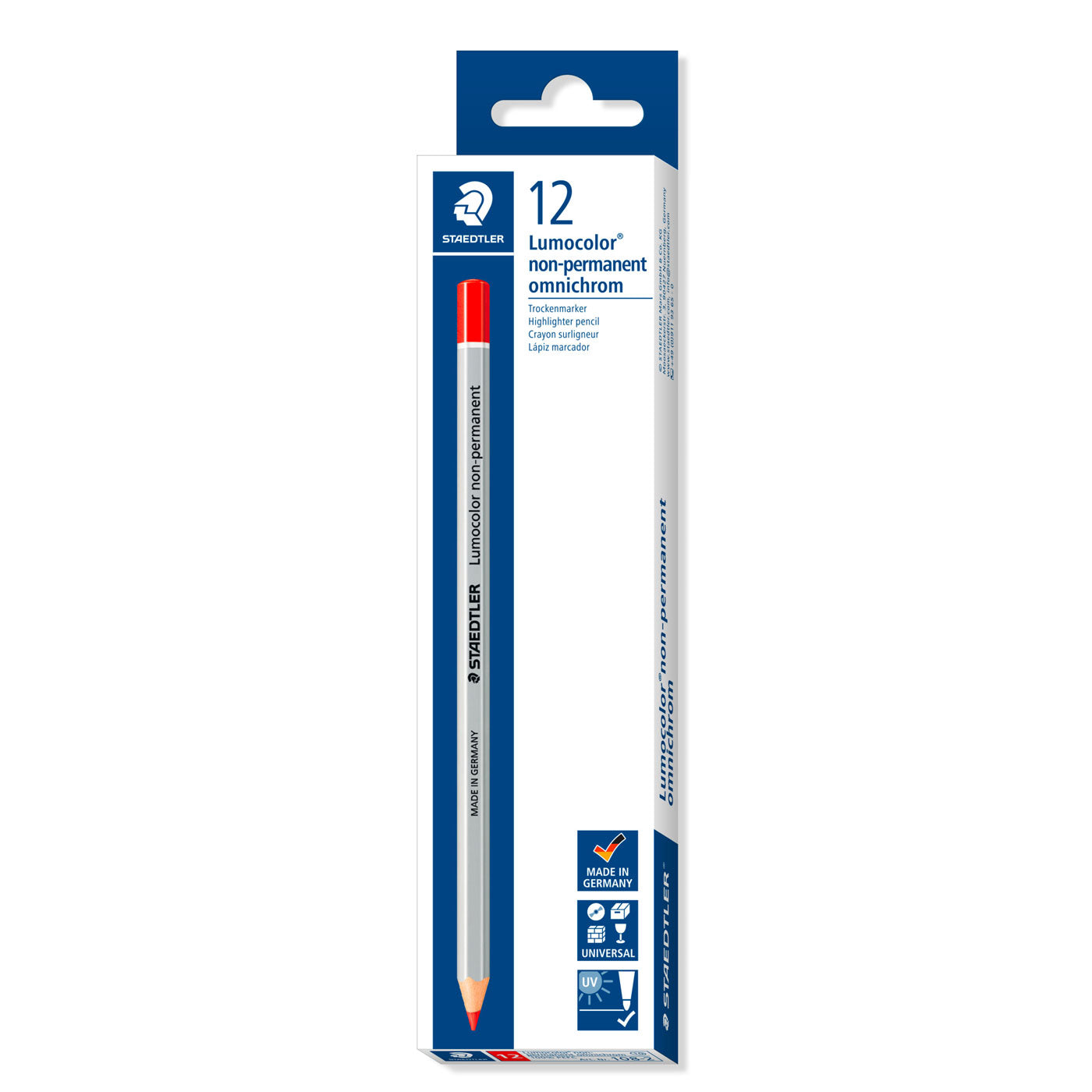Staedtler Dry Marker Non-Permanent 108-2 Omnichrom Pencils Red Box of 12