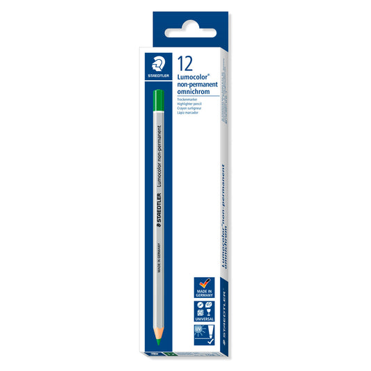 Staedtler Dry Marker Non-Permanent 108-5 Omnichrom Pencils Green Box of 12
