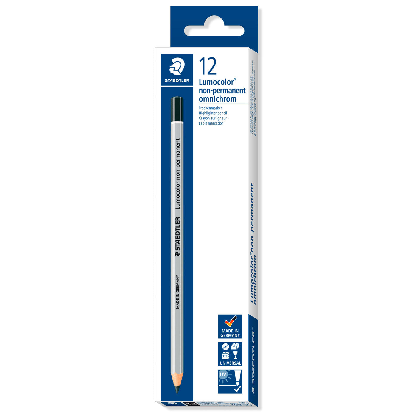 Staedtler Dry Marker Non-Permanent 108-9 Omnichrom Pencils Black Box of 12
