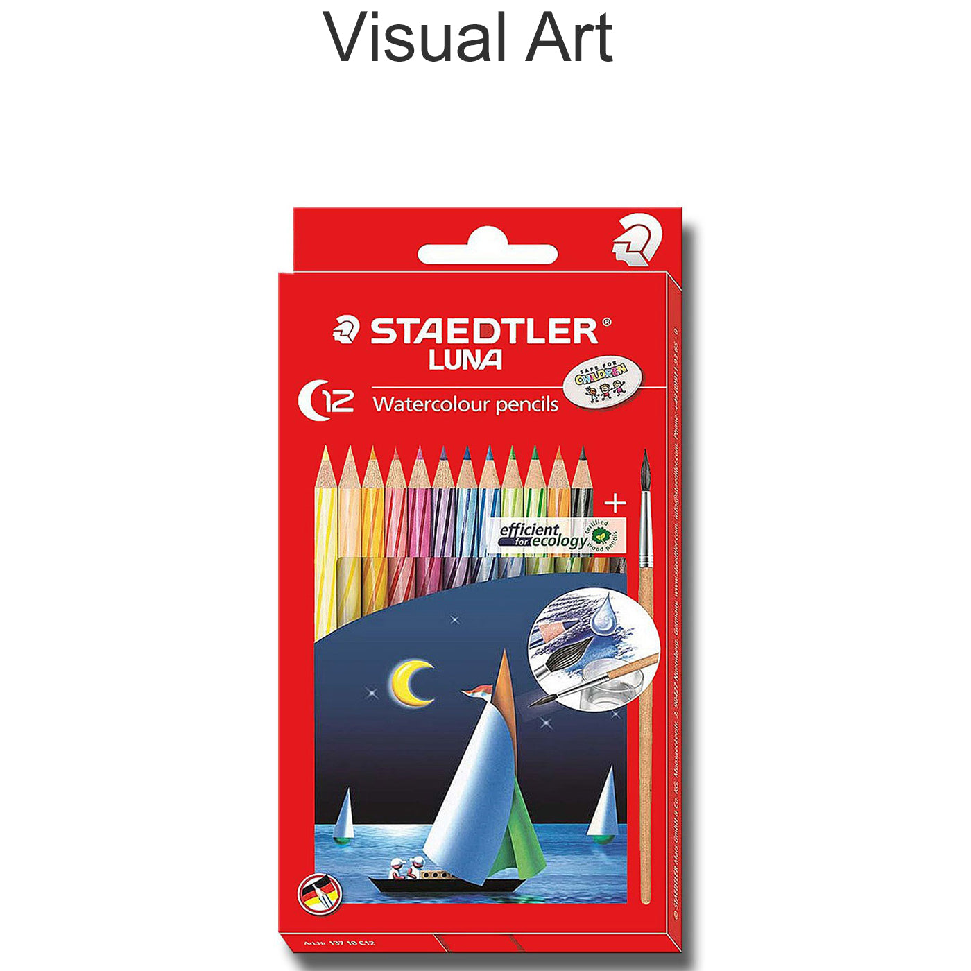 Staedtler Luna Watercolour Pencils Full Length 12 Shades + Free Brush