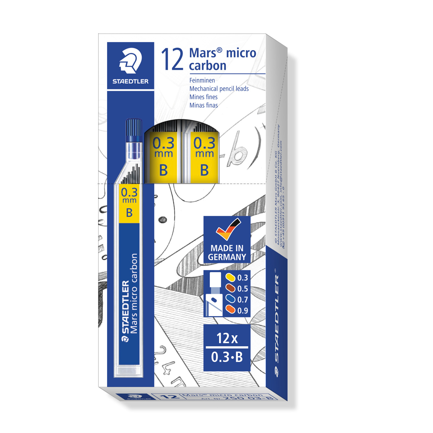 Staedtler Mechanical Pencil Leads Refill 0.3mm Mars Micro Box of 12 Tubes B