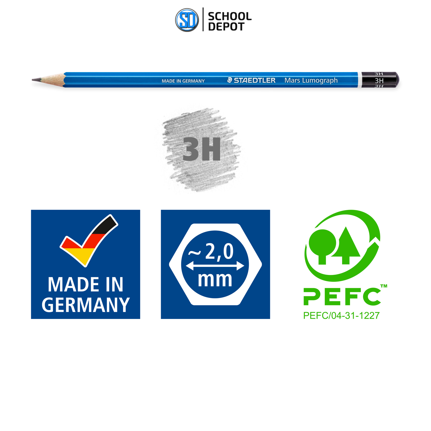 Staedtler Mars Lumograph Graphite Pencils 3H