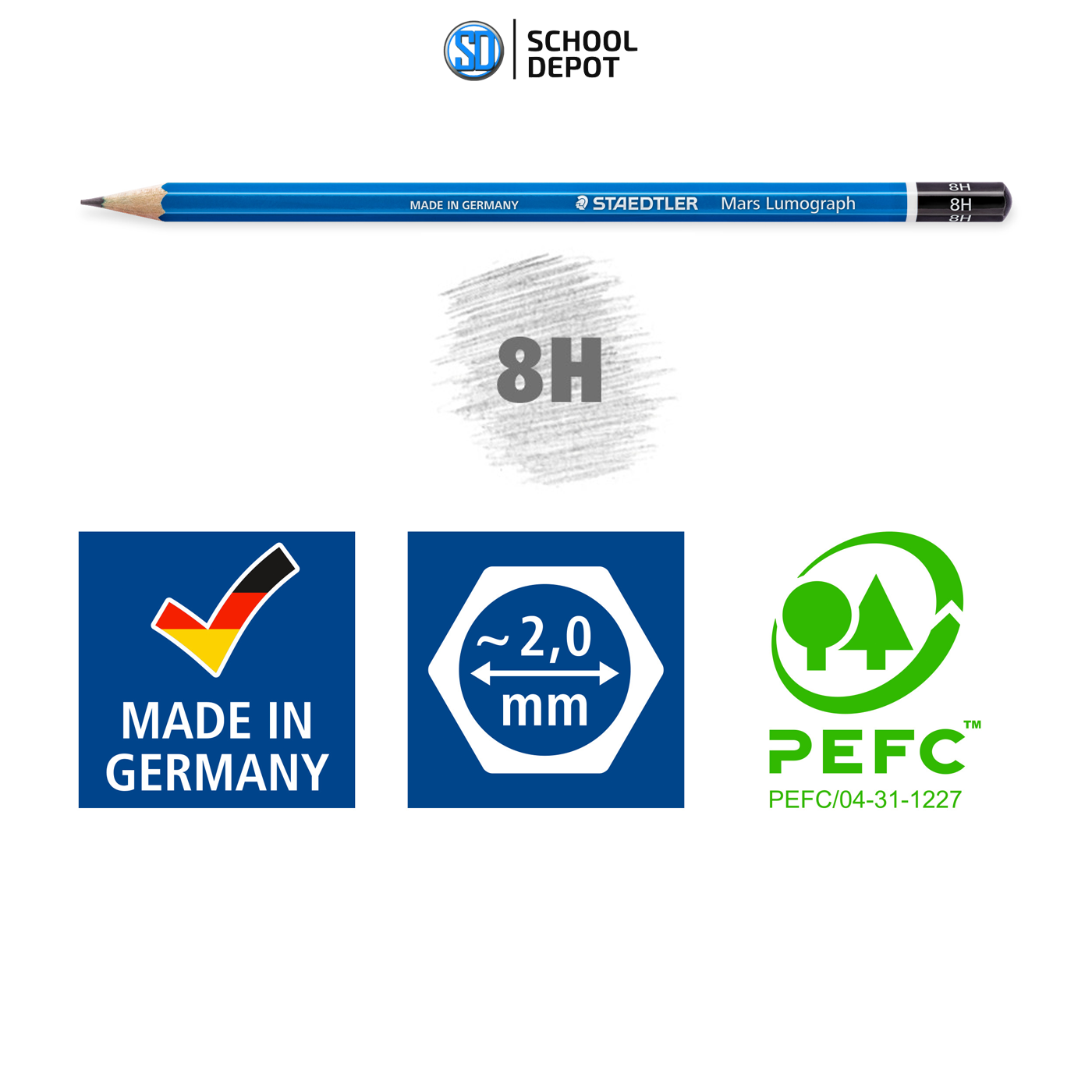 Staedtler Mars Lumograph Graphite Pencils 8H