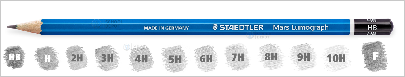 Staedtler Mars Lumograph Graphite Pencils [Degrees H-10H & F]