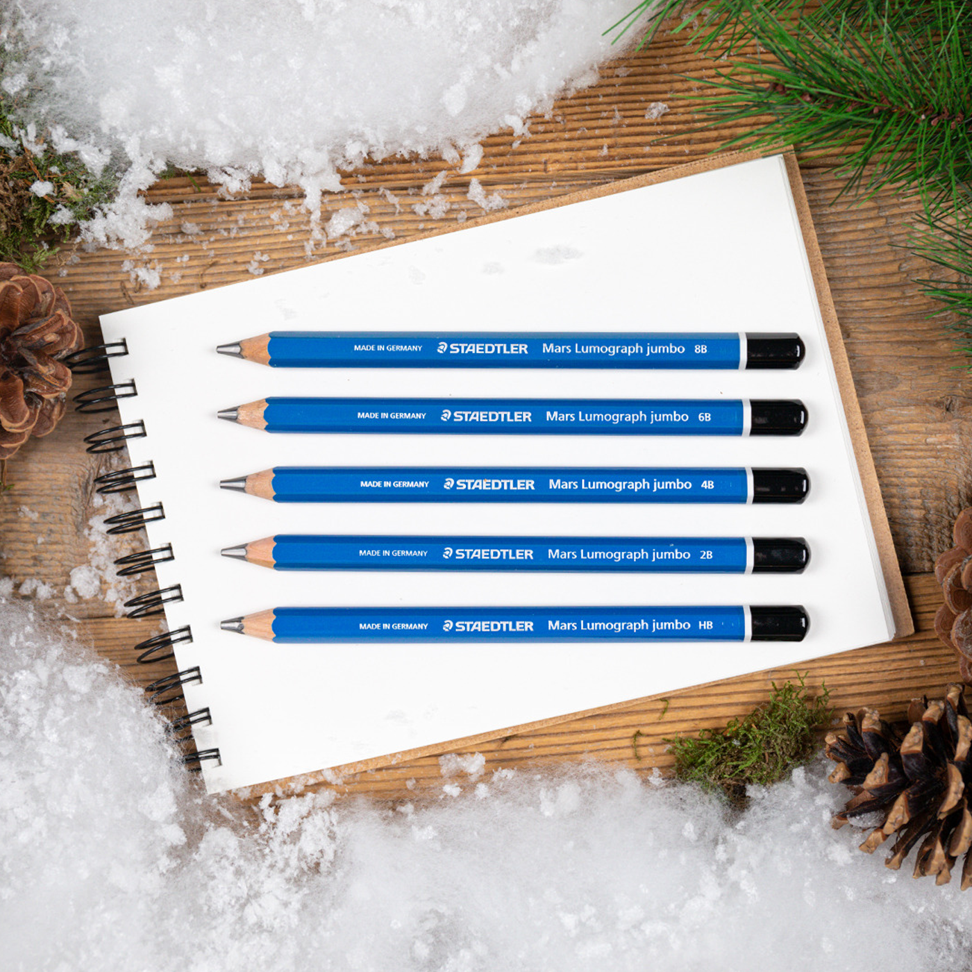 Staedtler Mars Lumograph Premium Jumbo Graphite Pencils Pack of 5 [HB, 2B, 4B, 6B & 8B]