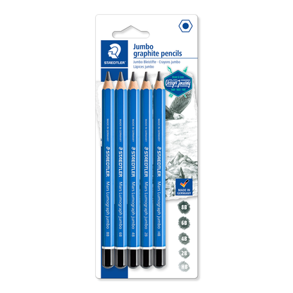 Staedtler Mars Lumograph Jumbo Graphite Pencils Pack of 5 [HB, 2B, 4B, 6B & 8B]
