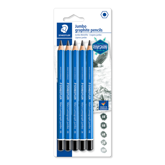 Staedtler Mars Lumograph Jumbo Graphite Pencils Pack of 5 [HB, 2B, 4B, 6B & 8B]