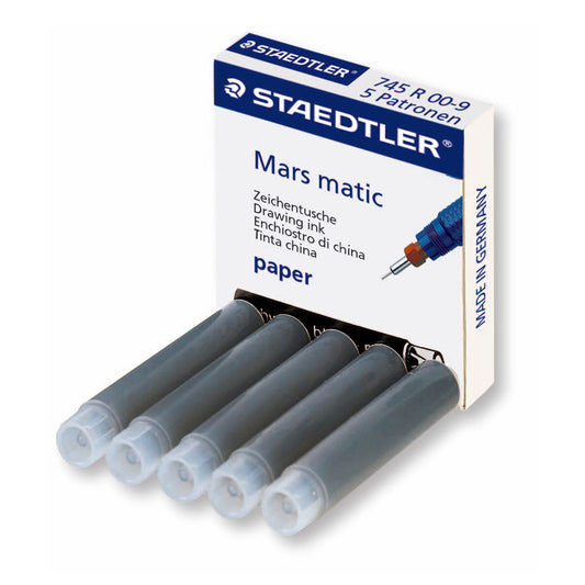 Staedtler Mars Matic Ink Cartridge for Paper 745 R 00-9 Pack of 5 Black