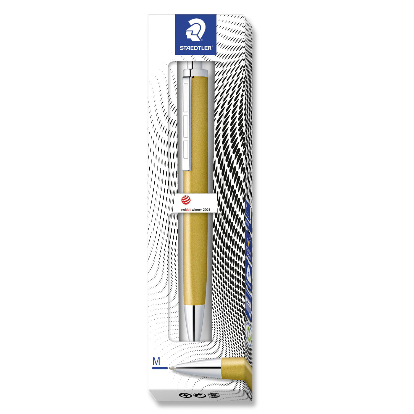 Staedtler Premium Ballpoint Pen Triplus 444 Medium Gold Barrel Blue Ink