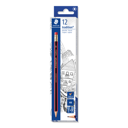Staedtler Tradition Graphite Pencil 112-HB With Eraser Tip HB Box of 12