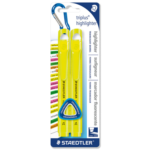 Staedtler Triplus Triangular Highlighter 2 Pack Yellow - School Depot NZ