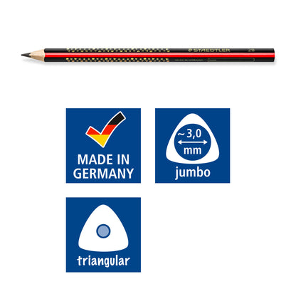 Staedtler Triangular Jumbo Pencil 1285-1 Graphite 2B